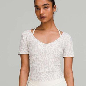 Lululemon Align Cropped T-Shirt Cheetah Camo Antique White Multi